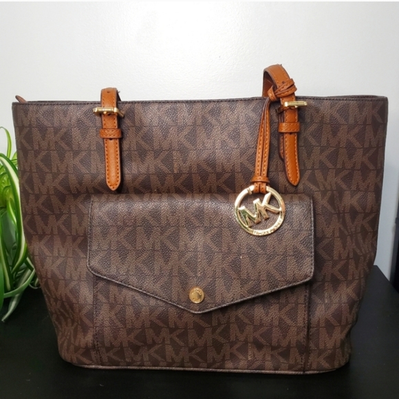 Michael Kors Jet Set Tote Brown and Gold - Picture 1 of 14